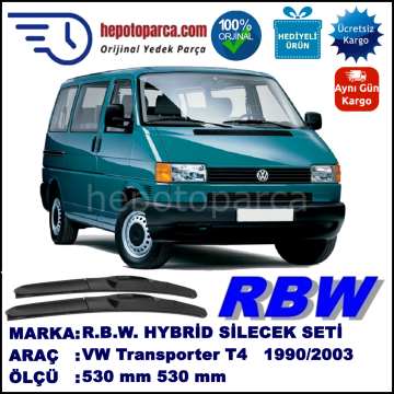 VW Transporter T4 [70, 7D] 09.90-06.03 530 / 530 mm. RBW Hybrid Silecek Seti. U Kanca Uyumlu Hibrit