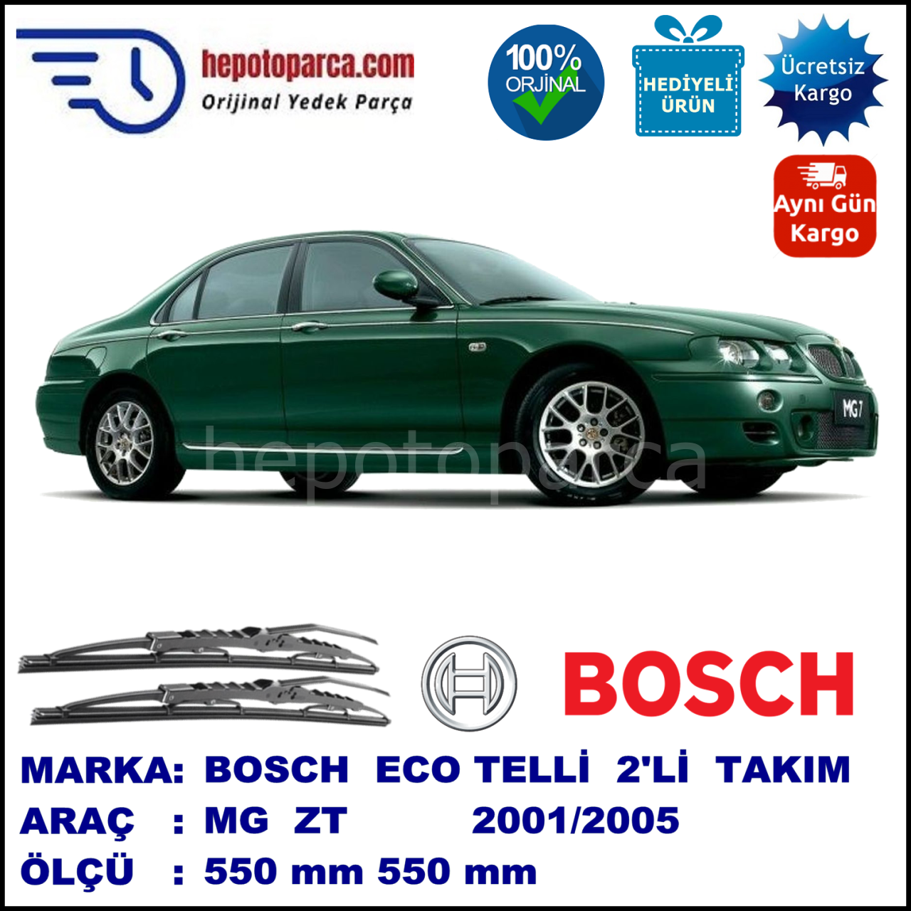 MG ZT  10.01-05.05 550 / 550 mm. BOSCH ECO Telli Silecek 2'li Takım