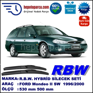 FORD Mondeo II Turnier [97] 08.96-09.00 530 / 500 mm. RBW Hybrid Silecek Seti. U Kanca Uyumlu Hibrit