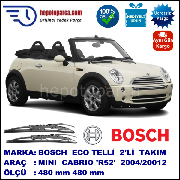 MINI (BMW) Mini Cabrio [R 52; R 57] 07.04-04.12 480 / 480 mm. BOSCH ECO Telli Silecek 2'li Takım