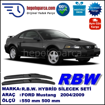 FORD Mustang   09.04-08.09 550 / 500 mm. RBW Hybrid Silecek Seti. U Kanca Uyumlu Hibrit