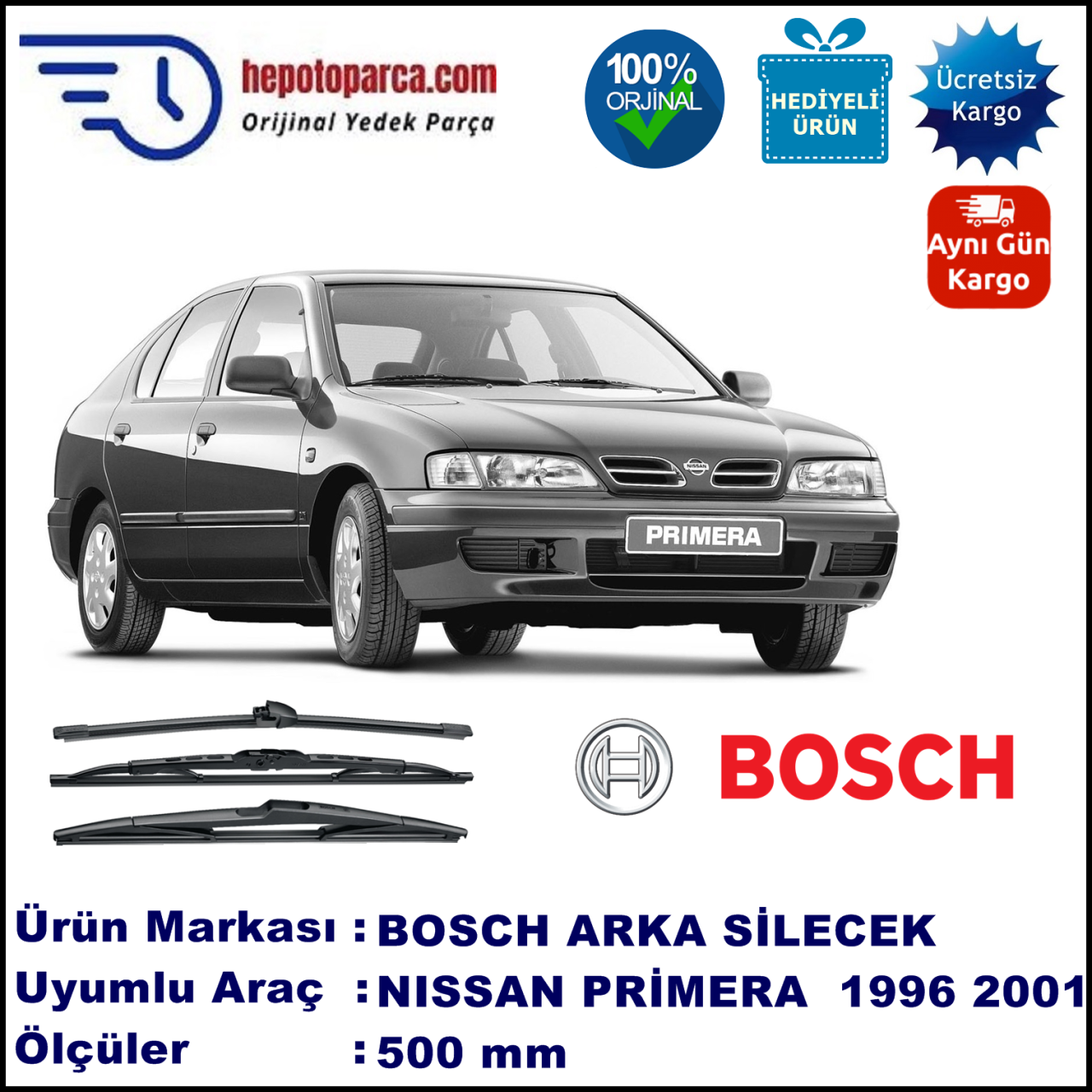 NISSAN Primera Sedan [P11E] 500 mm 06.1996-12.2001 BOSCH Arka Silecek