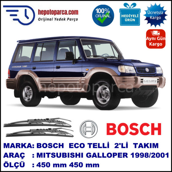 MITSUBISHI Galloper  05.98-12.01 450 / 450 mm. BOSCH ECO Telli Silecek 2'li Takım