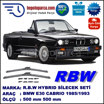 BMW Serie 3 Cabrio [E 30] 09.1985-12.1993, 500 / 500 mm.  RBW  ADAPTÖRLÜ MUZ SİLECEK SETİ