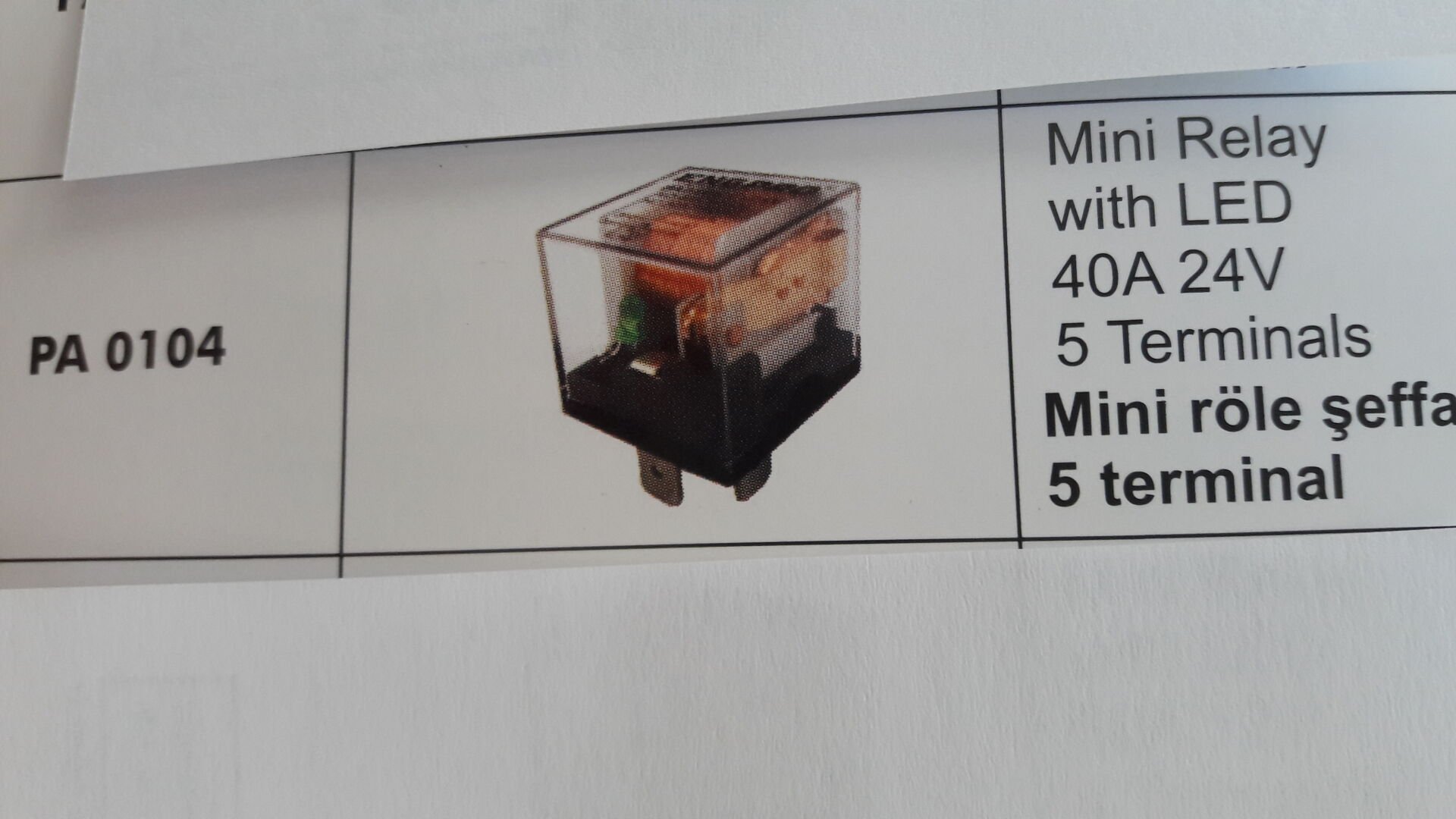 ENG PA 0104 MİNİ RÖLE ŞEFFAF LEDLİ 24V 40A 5 TERMİNAL