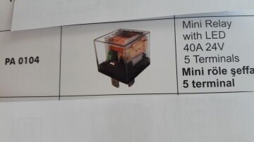 ENG PA 0104 MİNİ RÖLE ŞEFFAF LEDLİ 24V 40A 5 TERMİNAL