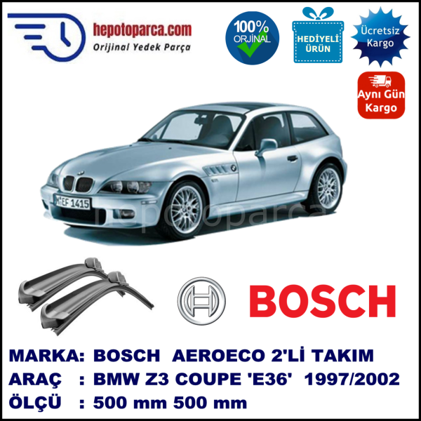 BMW Z3 Coupé [E 36/8] 09.1997-06.2002, 500 / 500 mm. BOSCH AEROECO Aparatlı Muz Silecek