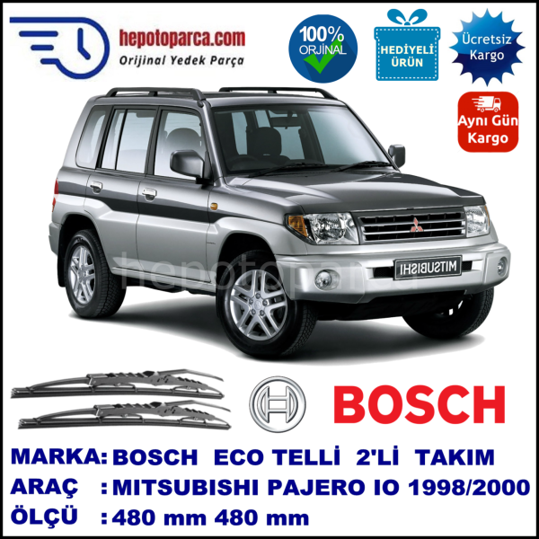 MITSUBISHI Pajero IO  03.98-06.00 480 / 480 mm. BOSCH ECO Telli Silecek 2'li Takım