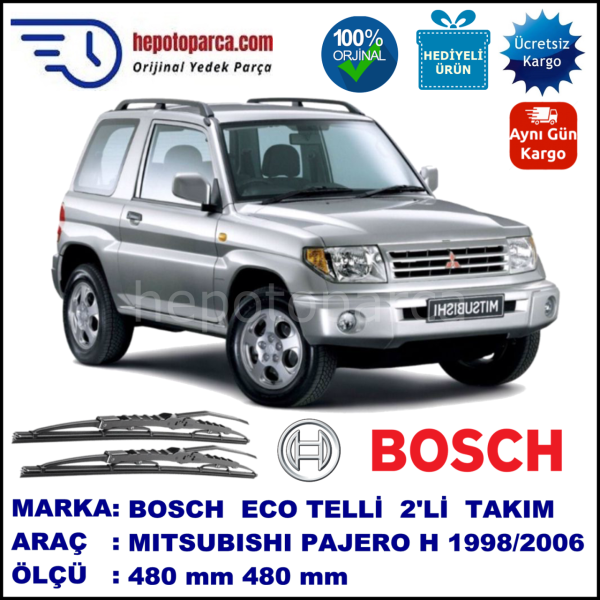 MITSUBISHI Pajero Pinin [H] 06.98-02.06 480 / 480 mm. BOSCH ECO Telli Silecek 2'li Takım