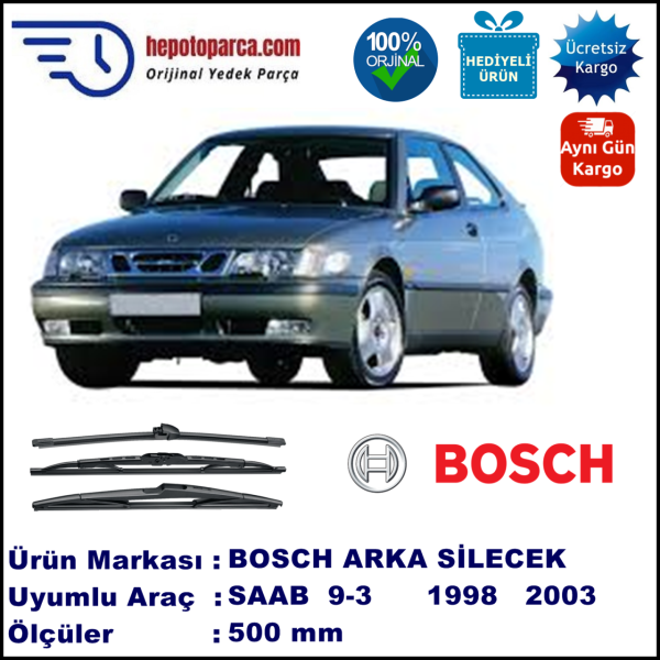 SAAB 9-3 Coupé [9400] 500 mm 03.1998-08.2003 BOSCH Arka Silecek