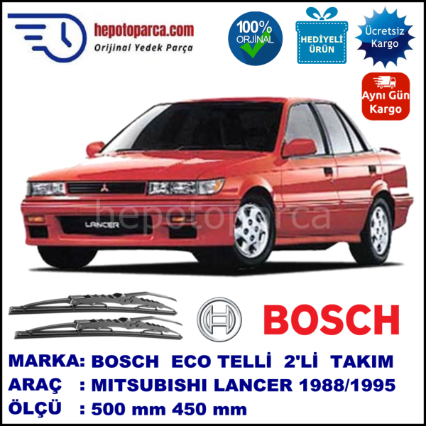 MITSUBISHI Lancer [C6/C7] 04.88-07.95 500 / 450 mm. BOSCH ECO Telli Silecek 2'li Takım