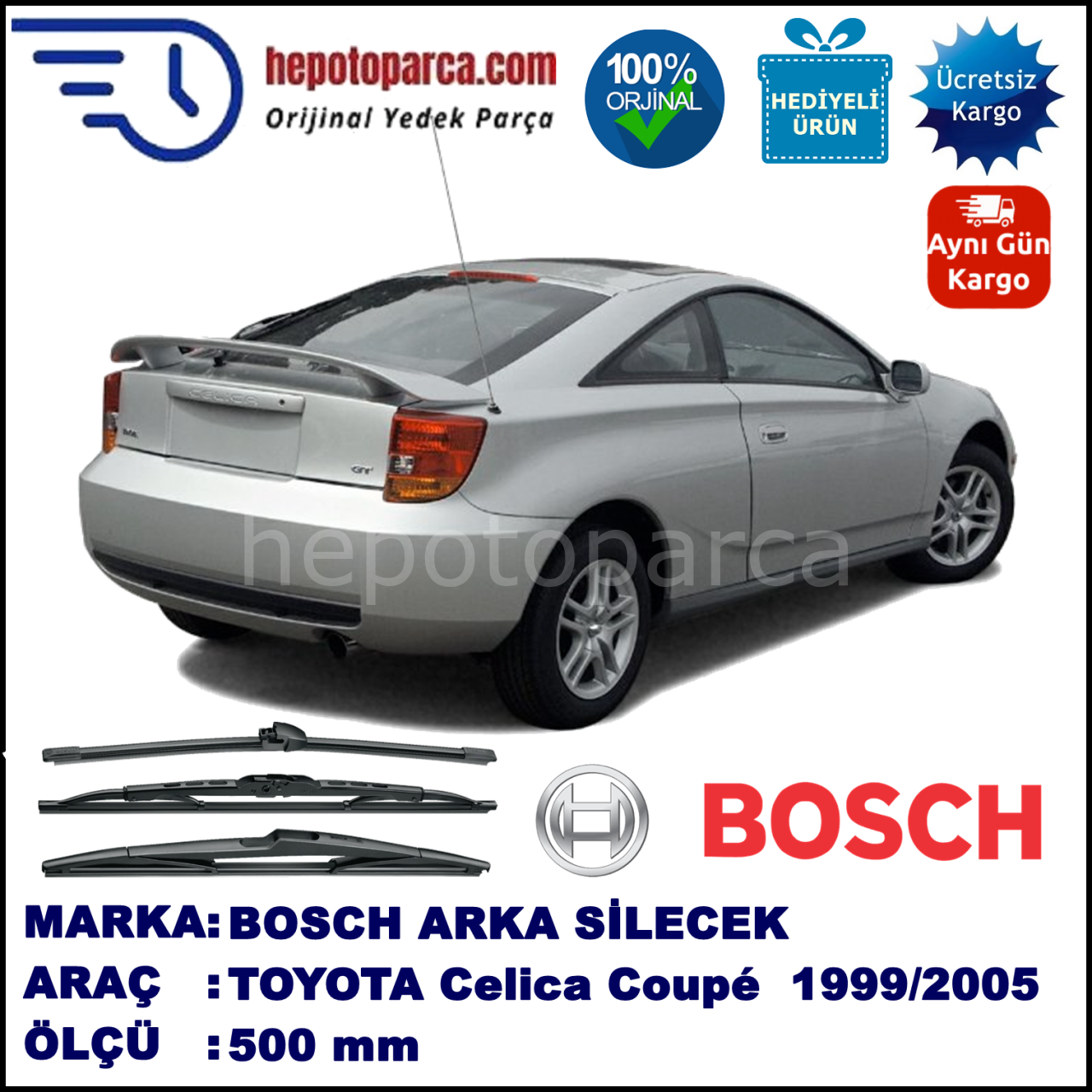 TOYOTA Celica Coupé [T23] 500 mm 08.1999-09.2005 BOSCH Arka Silecek