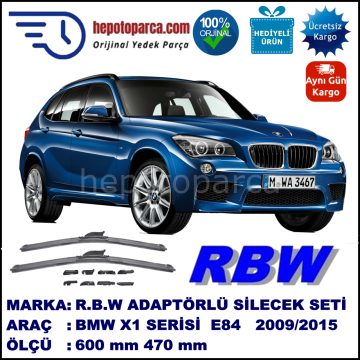 BMW X1 [E 84] 10.2009-..., 600 / 470 mm.  RBW  ADAPTÖRLÜ MUZ SİLECEK SETİ