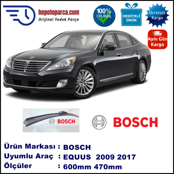 HYUNDAI New Equus  02.2009-..., 600 / 470 mm. BOSCH AEROECO Aparatlı Muz Silecek