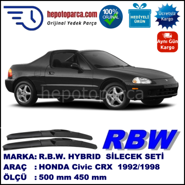 HONDA Civic CRX [EG/EH] 03.92-12.98 500 / 450 mm. RBW Hybrid Silecek Seti. U Kanca Uyumlu Hibrit