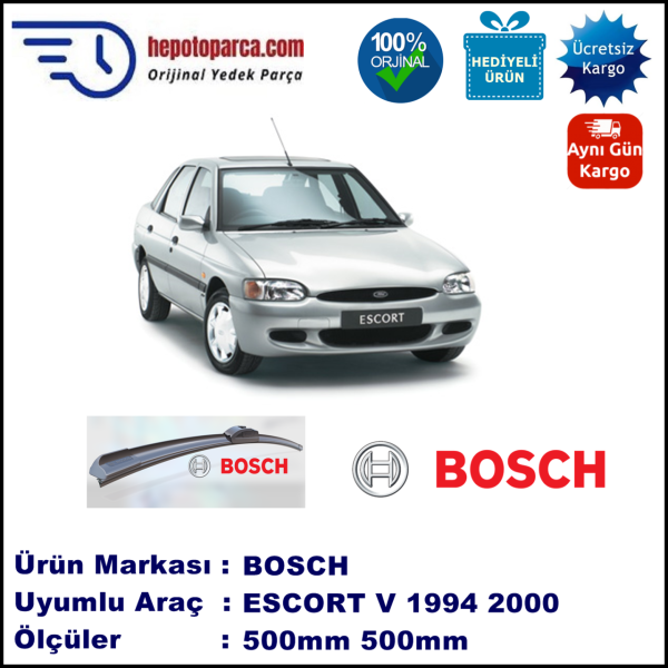 FORD Escort VII [95] 01.1995-09.2001, 500 / 500 mm. BOSCH AEROECO Aparatlı Muz Silecek