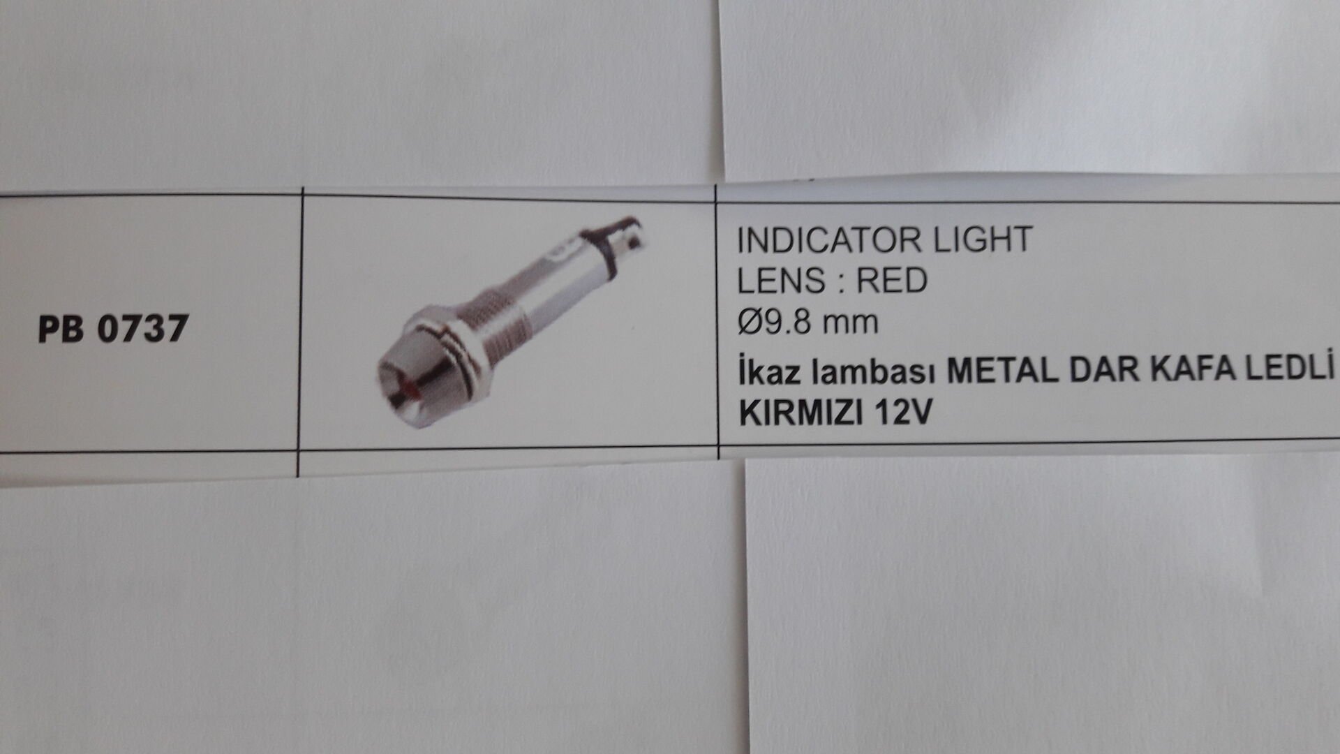 ENG PB 0737 ENG İKAZ LAMBASI METAL DAR KAFA LEDLİ SARI 12V