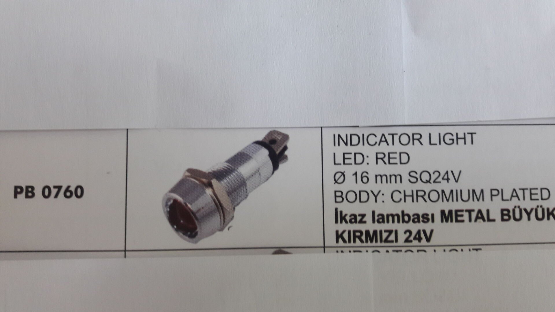 ENG PB 0760 ENG İKAZ LAMBASI METAL BÜYÜK LEDLİ KIRMIZI