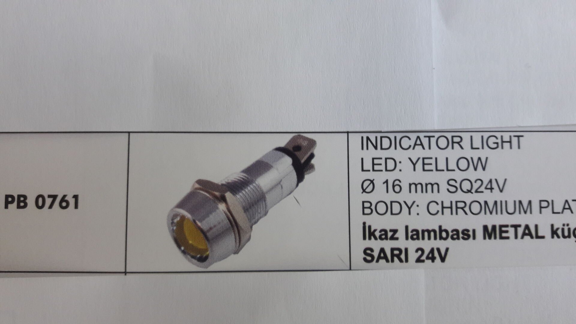 ENG PB 0761 ENG İKAZ LAMBASI METAL BÜYÜK LEDLİ SARI