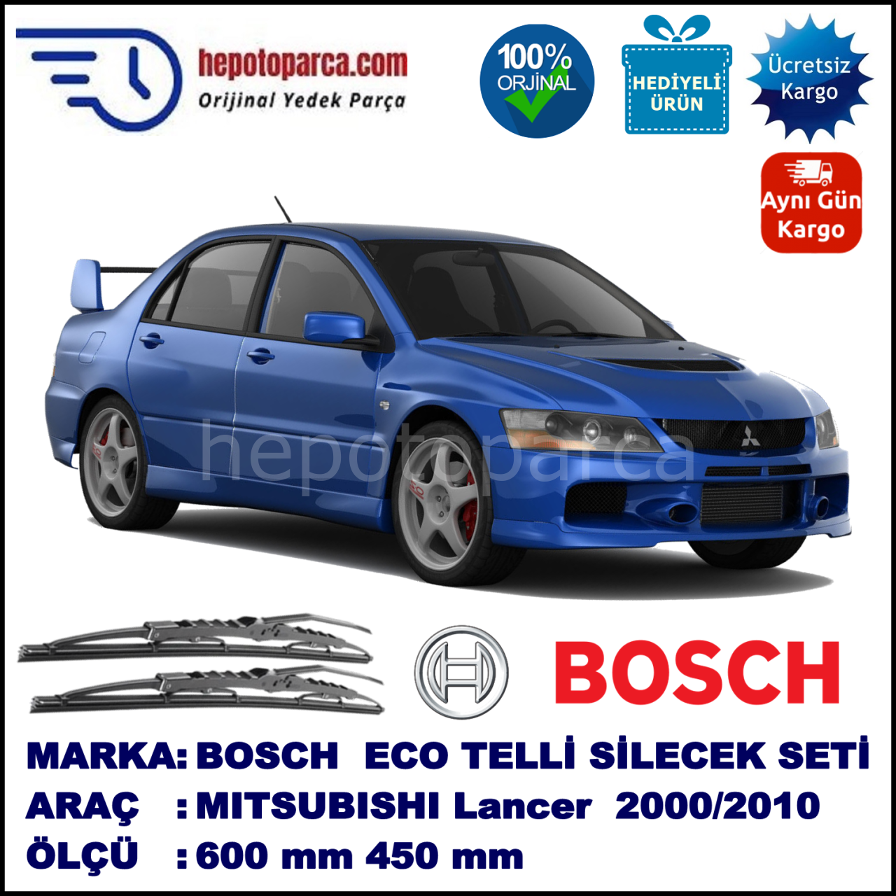 MITSUBISHI Lancer [CS/CT] 12.00-04.10 600 / 450 mm. BOSCH ECO Telli Silecek 2'li Takım