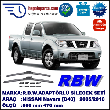 NISSAN Navara [D40] 05.2005-..., 600 / 470 mm.  RBW  ADAPTÖRLÜ MUZ SİLECEK SETİ