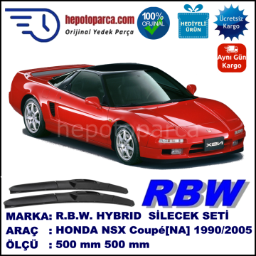 HONDA NSX Coupé [NA] 06.90-09.05 500 / 500 mm. RBW Hybrid Silecek Seti. U Kanca Uyumlu Hibrit