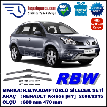 RENAULT Koleos [HY.] 09.2008-..., 600 / 470 mm.  RBW  ADAPTÖRLÜ MUZ SİLECEK SETİ