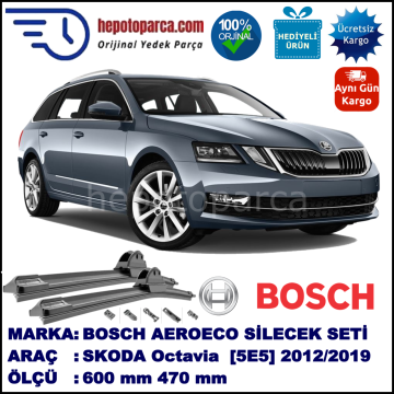 SKODA Octavia Combi [5E5] 11.2012-..., 600 / 470 mm. BOSCH AEROECO Aparatlı Muz Silecek