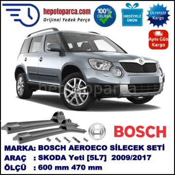 SKODA Yeti [5L7] 05.2009-..., 600 / 470 mm. BOSCH AEROECO Aparatlı Muz Silecek