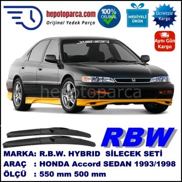 HONDA Accord Sedan [CC; CE/CF] 03.93-10.98 550 / 500 mm. RBW Hybrid Silecek Seti. U Kanca Uyumlu Hibrit