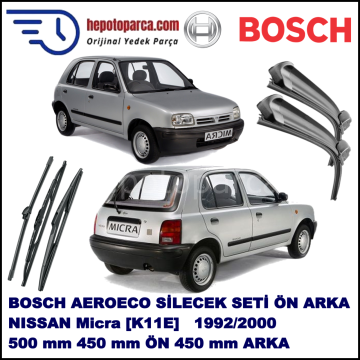 NISSAN Micra [K11E] 08,1992-06,2000 Bosch Aeroeco Ön ve Arka Silecek Takımı