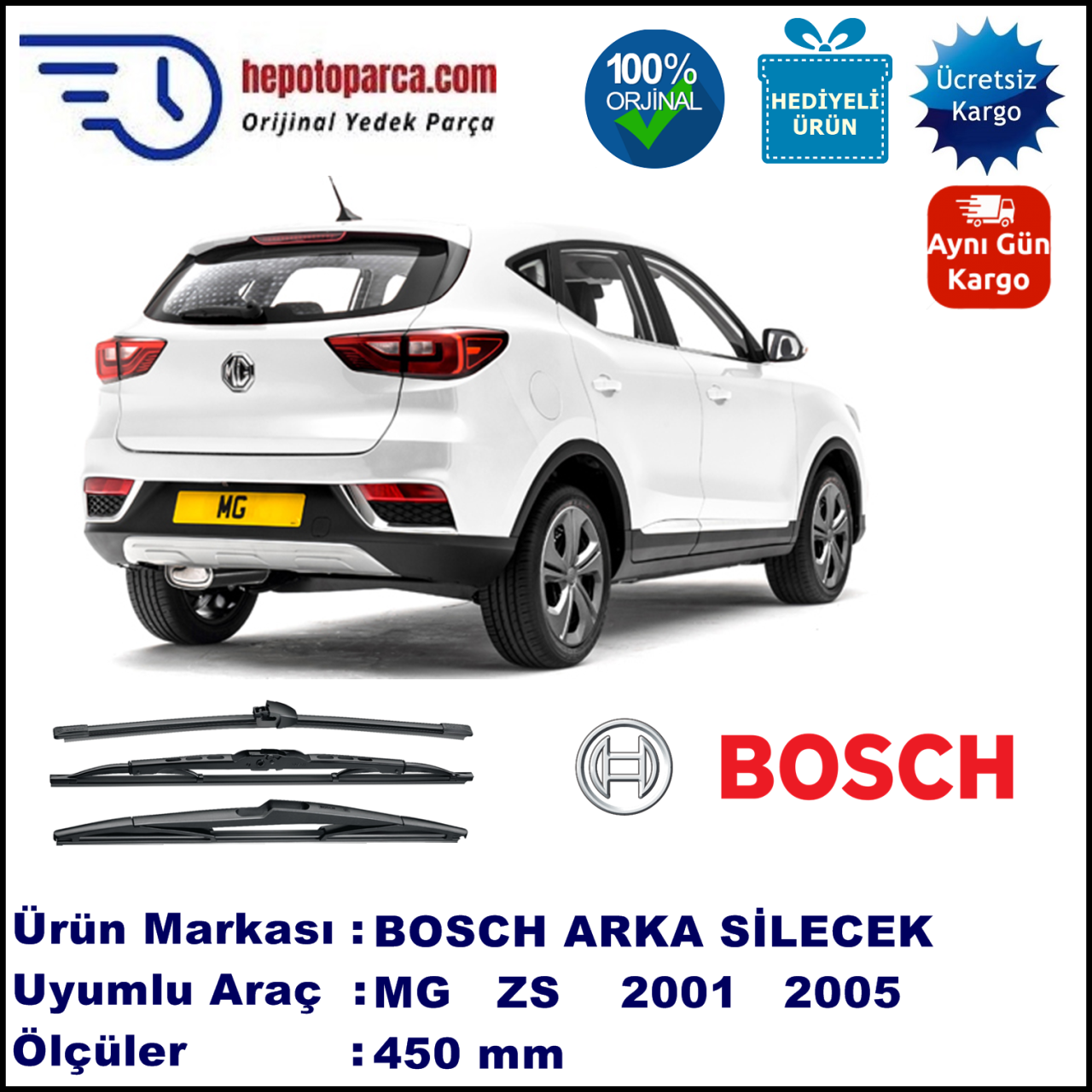 MG ZS  450 mm 10.2001-05.2005 BOSCH Arka Silecek