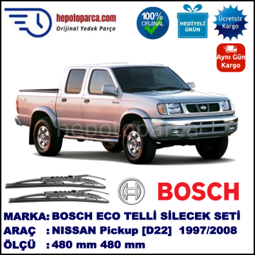 NISSAN Pickup [D22] 02.97-... 480 / 480 mm. BOSCH ECO Telli Silecek 2'li Takım