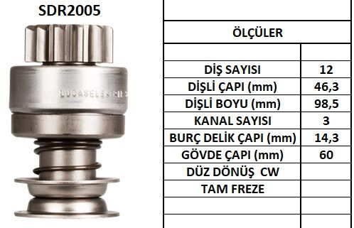 LUCAS SDR2005  MARŞ DİŞLİSİ 12D 37MT  ELİPS FİR