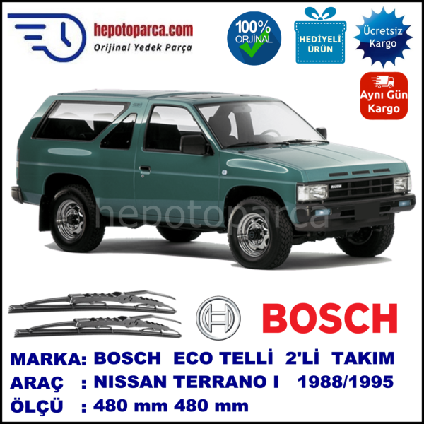 NISSAN Terrano I  11.88-08.95 480 / 480 mm. BOSCH ECO Telli Silecek 2'li Takım