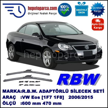 VW Eos [1F7,1F8] 05.2006-..., 600 / 470 mm.  RBW  ADAPTÖRLÜ MUZ SİLECEK SETİ