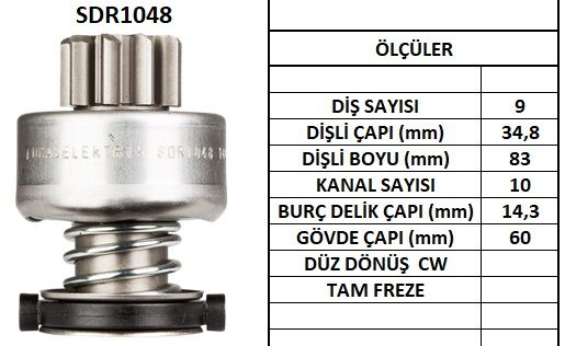 LUCAS SDR1048 MARŞ DİŞLİSİ PD250/950/ATEGO/MAG 9DİŞ MERCEDES