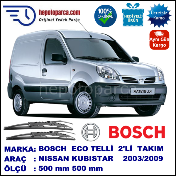 NISSAN Kubistar [X76] 07.03-03.09 500 / 500 mm. BOSCH ECO Telli Silecek 2'li Takım