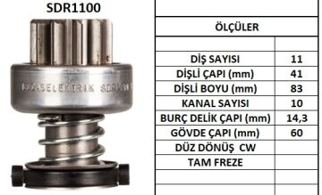 LUCAS SDR1100 MARŞ DİŞLİSİ 11 DİŞ MAN TGA YM