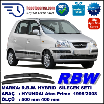 HYUNDAI Atos Prime [MX] 09.99-03.08 500 / 400 mm. RBW Hybrid Silecek Seti. U Kanca Uyumlu Hibrit
