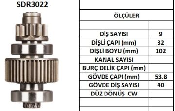 LUCAS SDR3022 MARŞ DİŞLİSİ ISUZU 9 DİŞ (0946)