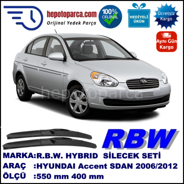 HYUNDAI Accent [MC] 04.06-02.12 550 / 400 mm. RBW Hybrid Silecek Seti. U Kanca Uyumlu Hibrit