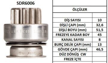 LUCAS SDR6006 MARŞ DİŞLİSİ MITSUBISHI L200-300 YM 10DİŞ