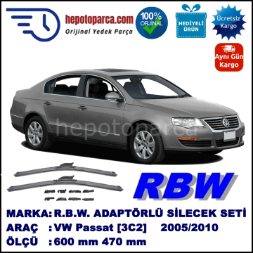 VW Passat [3C2] 03.2005-11.2010, 600 / 470 mm.  RBW  ADAPTÖRLÜ MUZ SİLECEK SETİ
