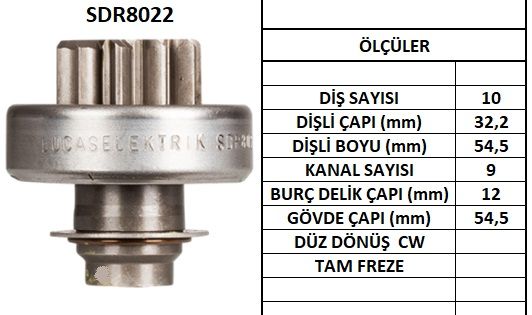 LUCAS SDR8022 MARŞ DİŞLİSİ.VALEO TİP STAREX