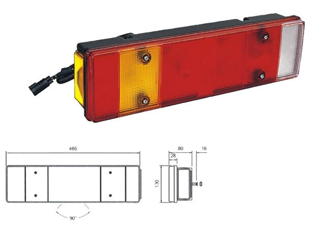 ÇERKEZ-PD800-32K STOP LAMBASI 7 FONKSİYON PLAKALI KABLOLU 'E ONAY'