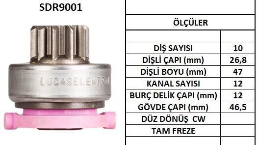 LUCAS SDR9001 MARŞ DİŞLİSİ.FORT CONNET MOTOGRAFT 10DİŞ