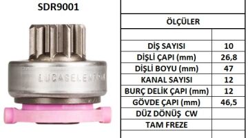 LUCAS SDR9001 MARŞ DİŞLİSİ.FORT CONNET MOTOGRAFT 10DİŞ