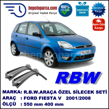 FORD Fiesta V [02] 11.01-09.08 550 / 400 mm. RBW Muz Silecek Seti  2'li Takım. U Kanca Uyumludur.