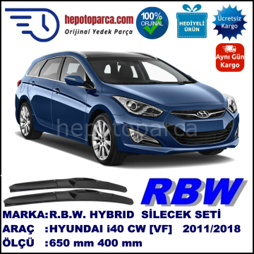 HYUNDAI i40 CW Kombi [VF] 03.11-... 650 / 400 mm. RBW Hybrid Silecek Seti. U Kanca Uyumlu Hibrit